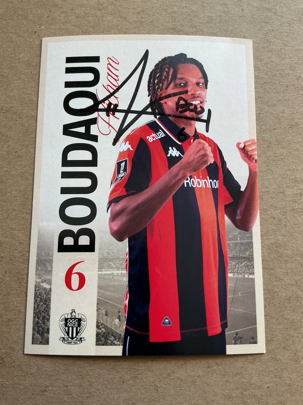 Hicham Boudaoui, Algeria 🇩🇿 OGC Nice 2025/26 hand signed - Autographs-World