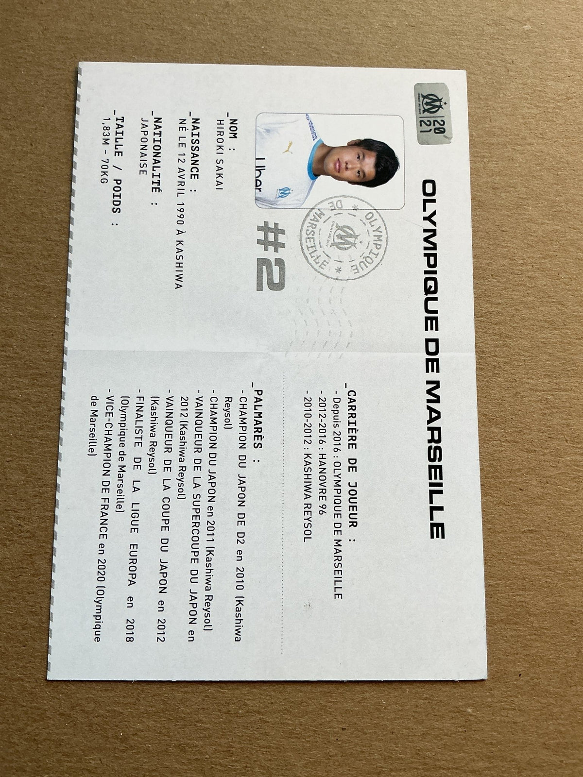 Hiroki Sakai, Japan 🇯🇵 Olympique Marseille 2020/21 hand signed - Autographs-World