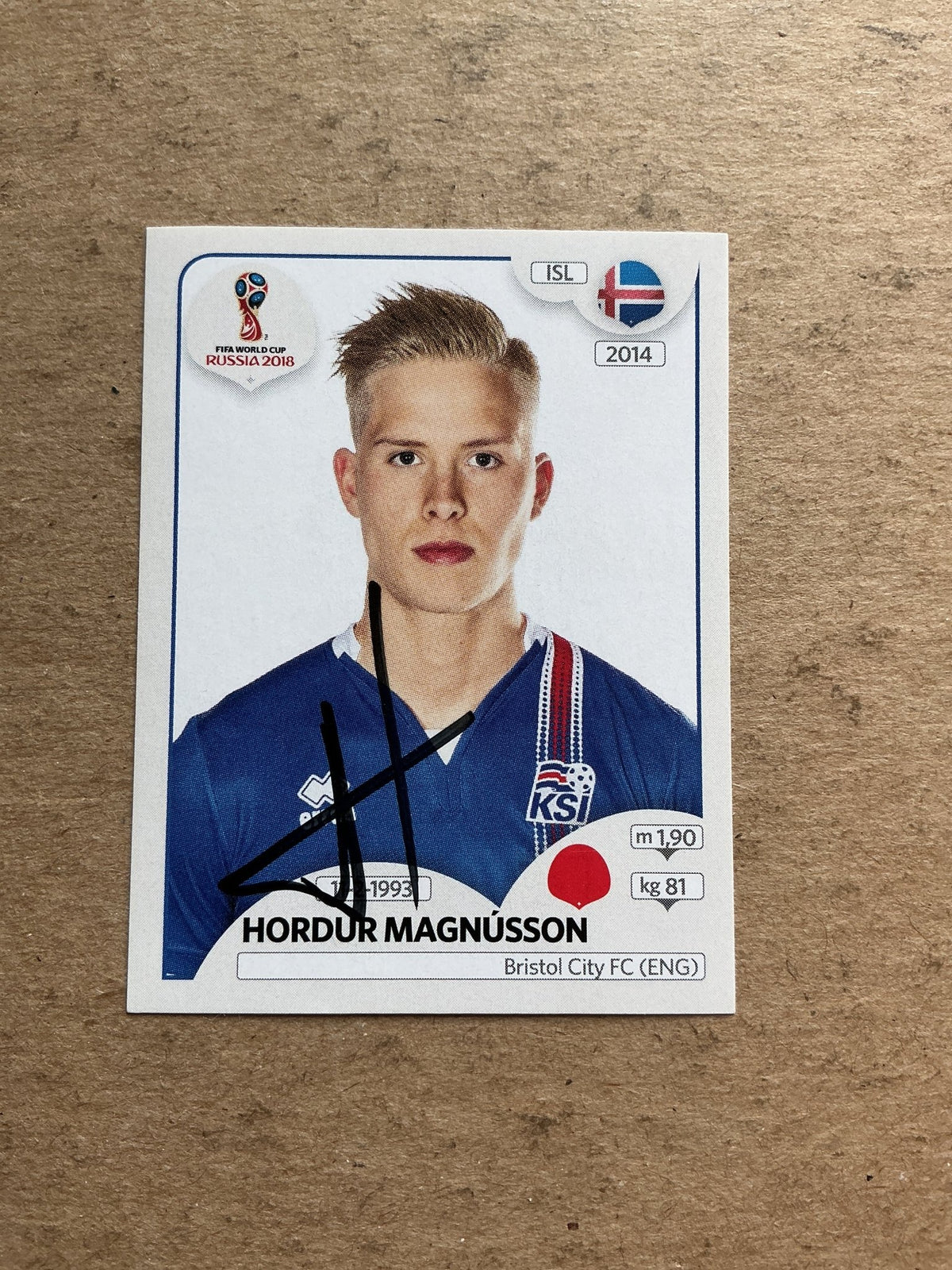 Hordur Magnusson, Iceland 🇮🇸 FIFA World Cup 2018 Panini hand signed - Autographs-World