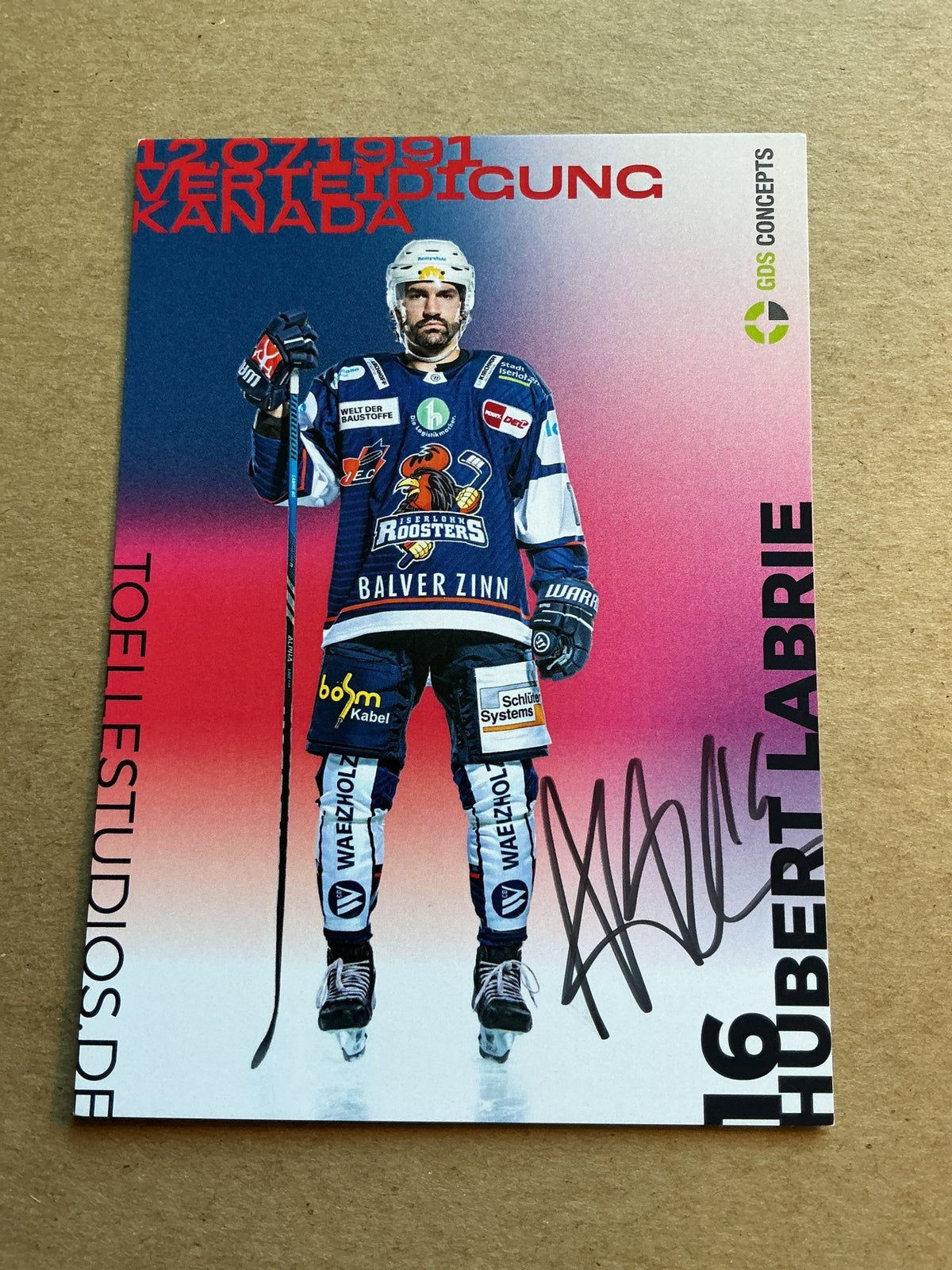 Hubert Labrie, Canada 🇨🇦 Iserlohn Roosters 2024/25 hand signed - Autographs-World