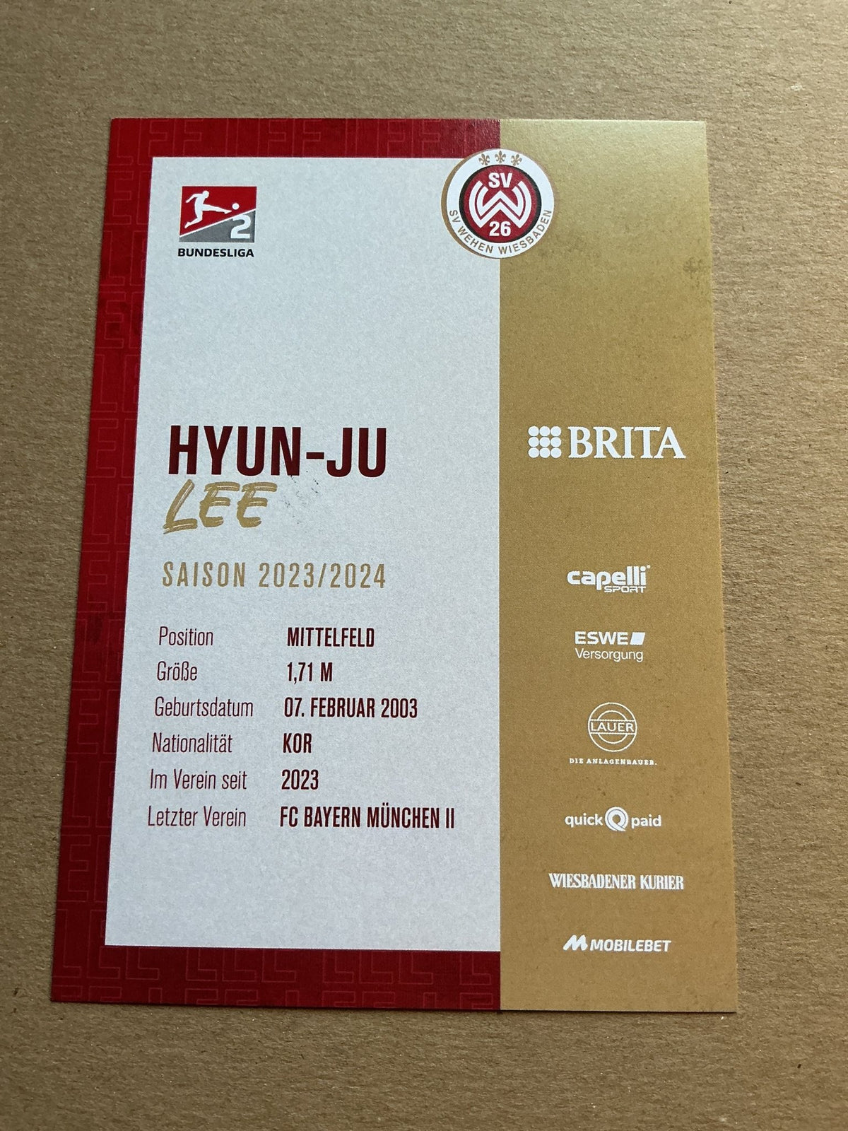 Hyun-ju Lee, South Korea 🇰🇷 SV Wehen Wiesbaden 2023/24 hand signed - Autographs-World