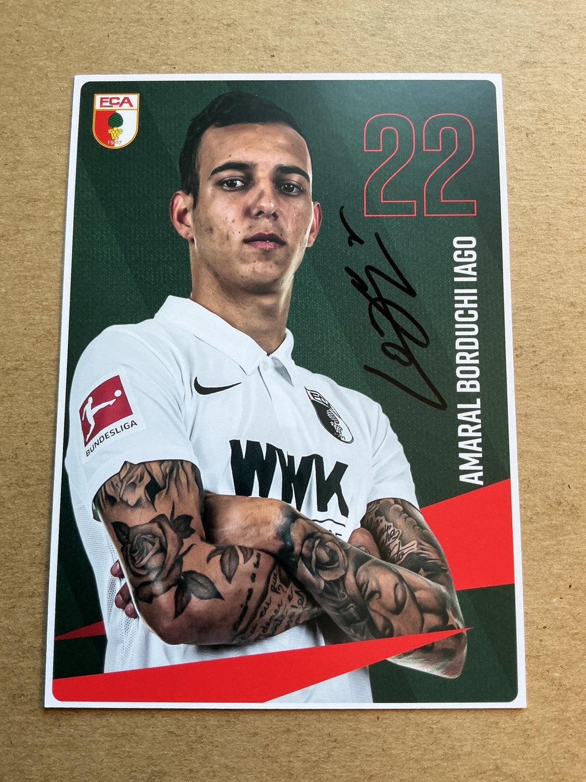 Iago, Brazil 🇧🇷 FC Augsburg 2020/21 hand signed - Autographs-World