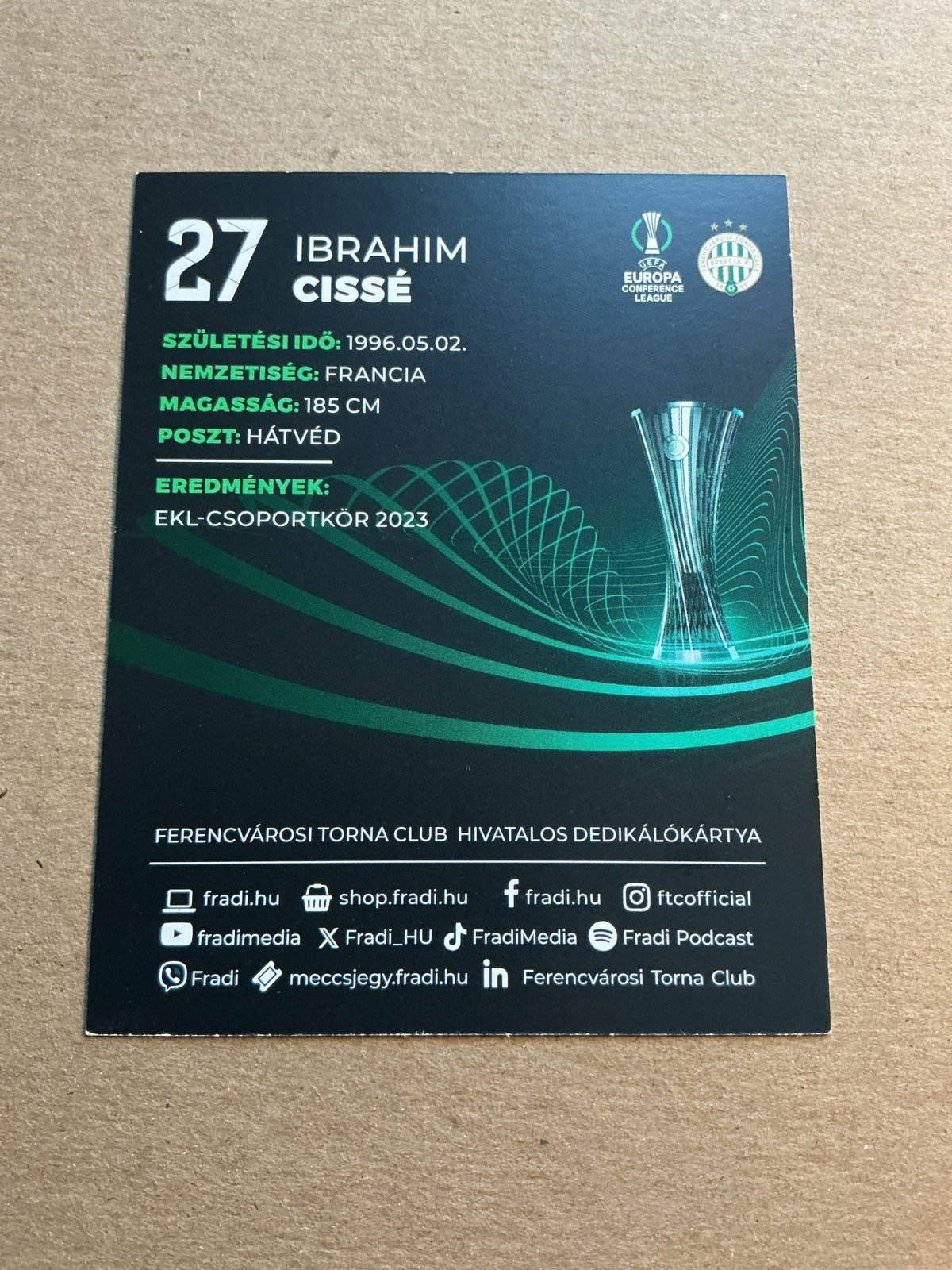 Ibrahim Cissé, France 🇫🇷 Ferencváros TC 2023/24 hand signed - Autographs-World