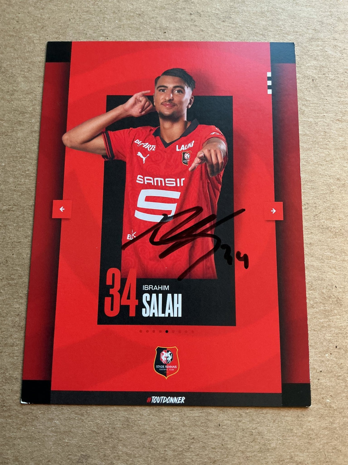 Ibrahim Salah, Morocco 🇲🇦 Stade Rennes FC 2023/24 hand signed - Autographs-World