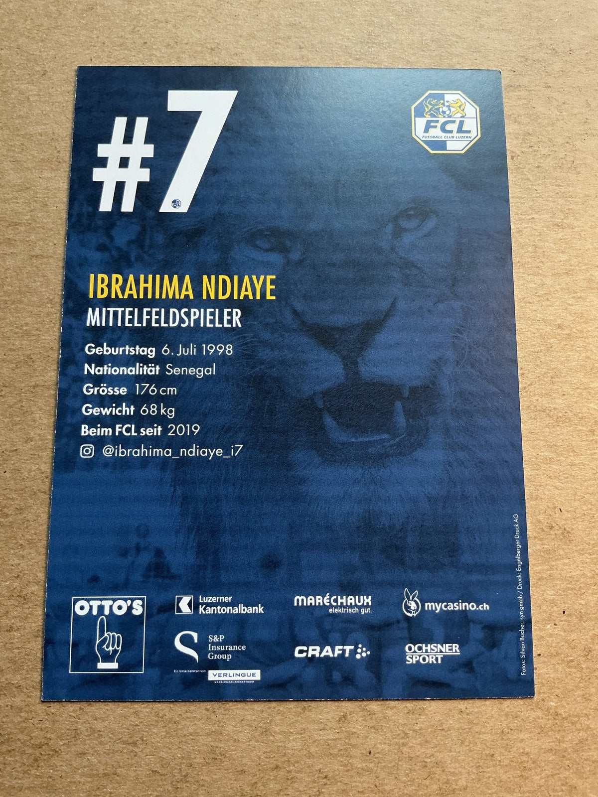 Ibrahima Ndiaye, Senegal 🇸🇳 FC Luzern 2020/21 hand signed - Autographs-World