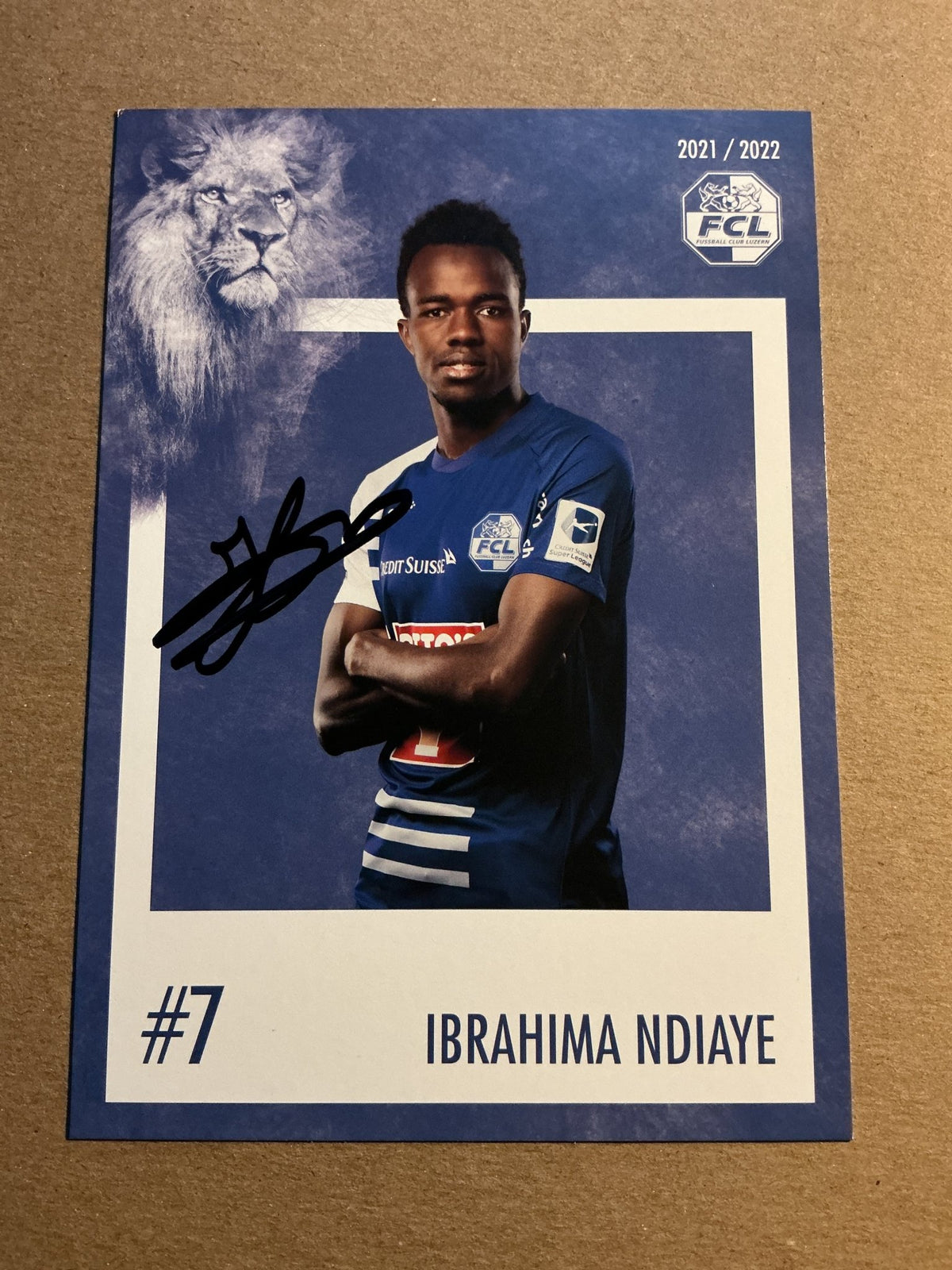 Ibrahima Ndiaye, Senegal 🇸🇳 FC Luzern 2021/22 hand signed - Autographs-World