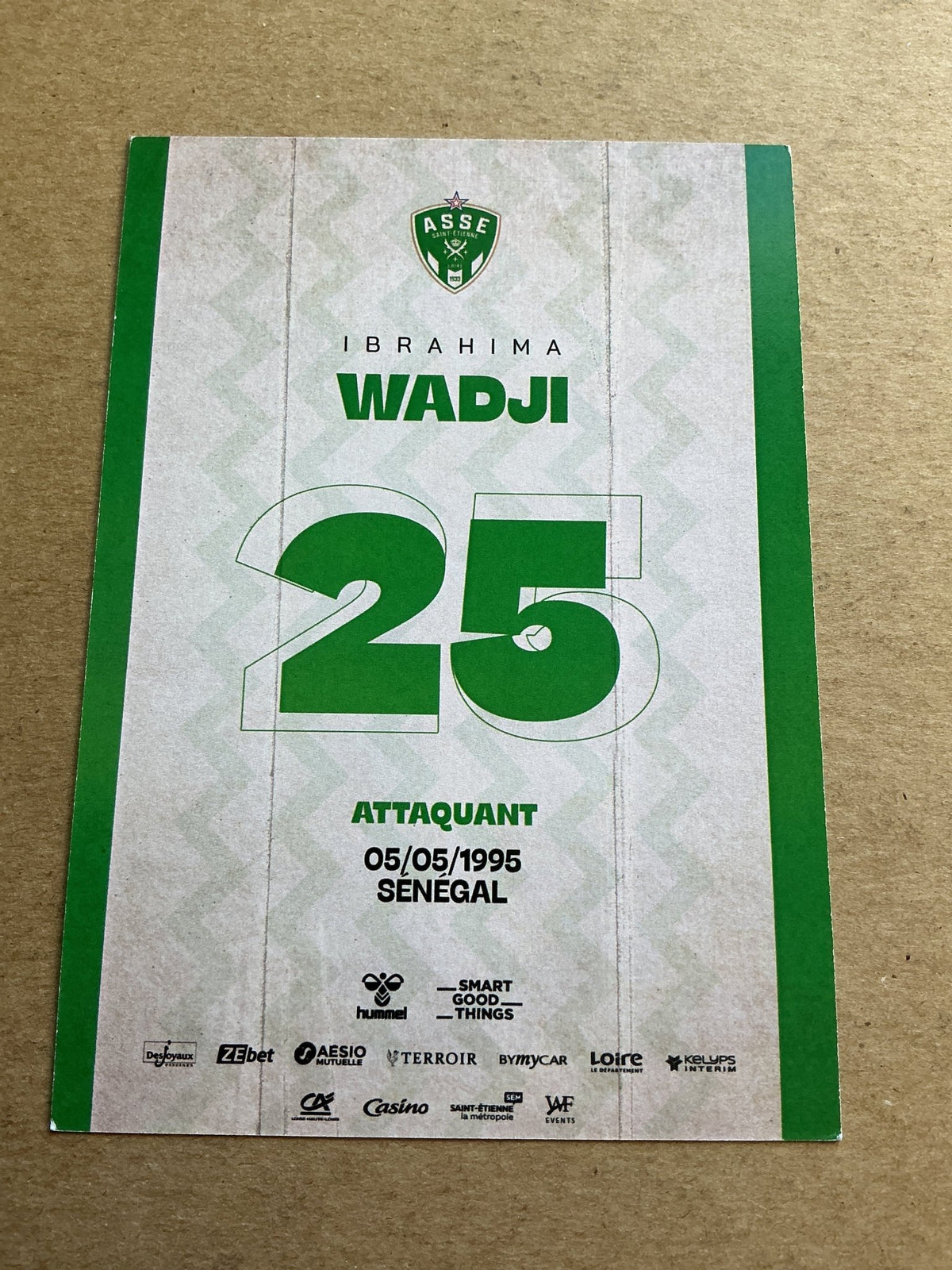 Ibrahima Wadji, Senegal 🇸🇳 AS Saint-Etienne 2023/24 hand signed - Autographs-World
