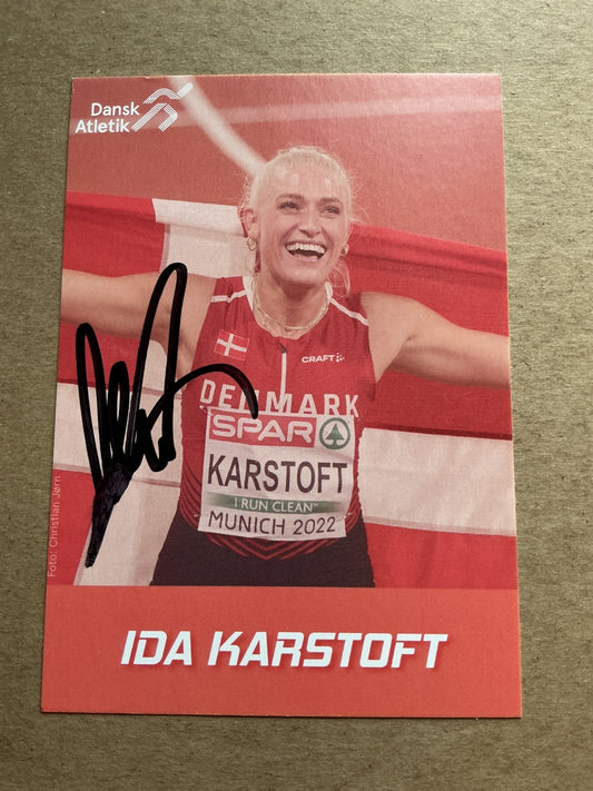 Ida Karstoft, Denmark 🇩🇰 Athletics Summer Olympics 2024 hand signed - Autographs-World