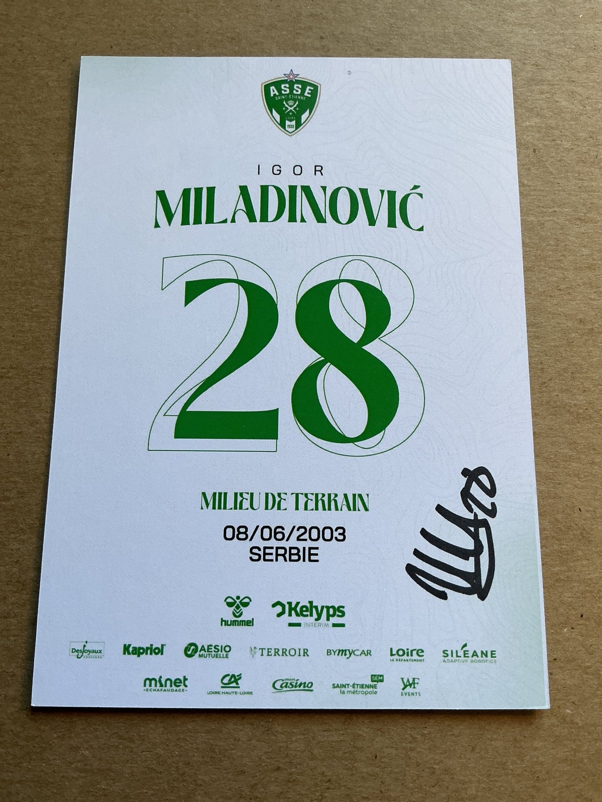 Igor Miladinovic, Serbia 🇷🇸 AS Saint-Etienne 2024/25 hand signed - Autographs-World