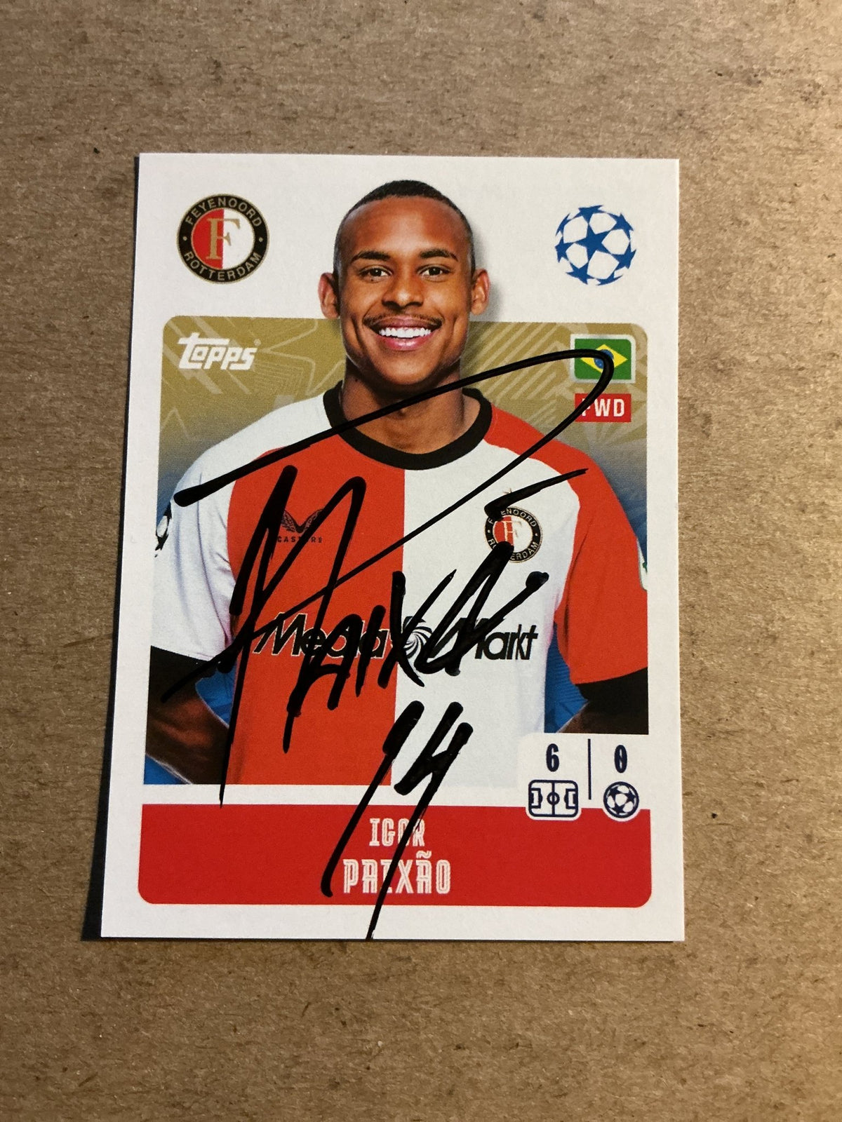 Igor Paixão, Brazil 🇧🇷 Feyenoord 2024/25 Topps hand signed - Autographs-World