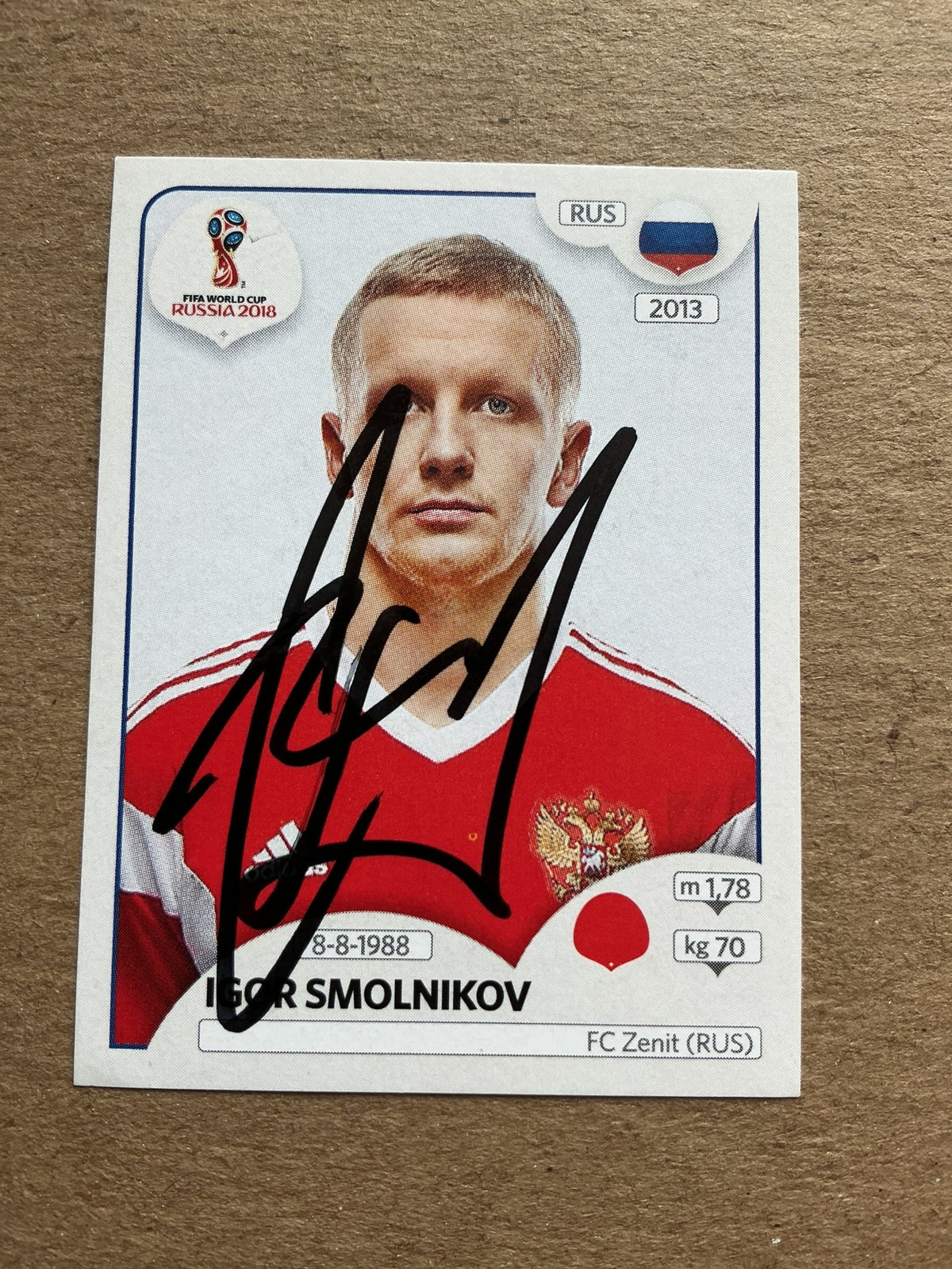 Igor Smolnikov, Russia 🇷🇺 FIFA World Cup 2018 Panini hand signed - Autographs-World