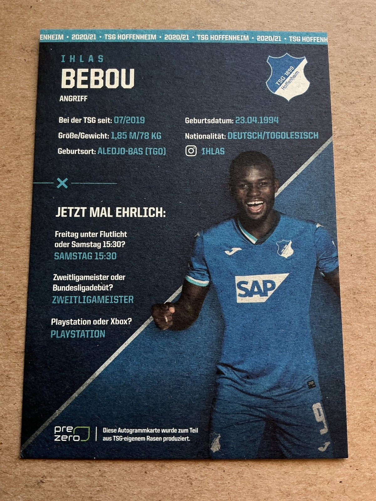 Ihlas Bebou, Togo 🇹🇬 TSG 1899 Hoffenheim 2020/21 hand signed - Autographs-World