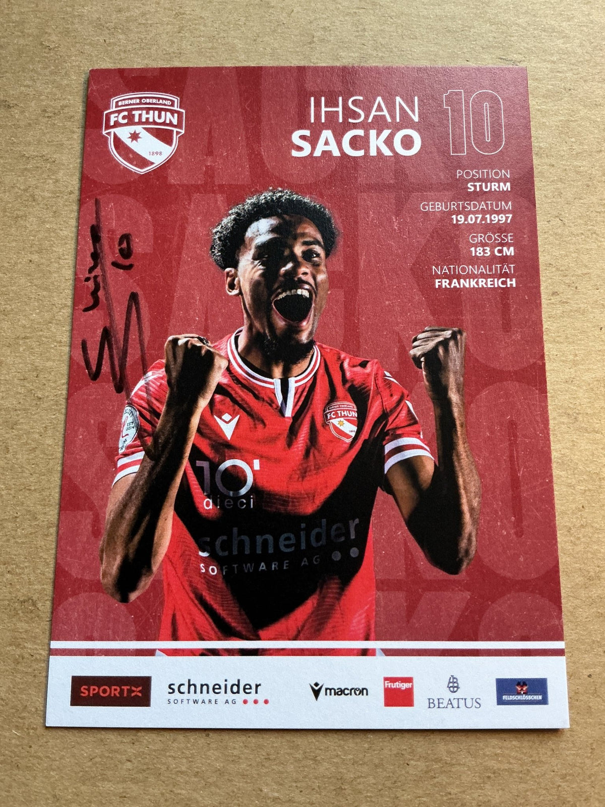 Ihsan Sacko, France 🇫🇷 FC Thun 2023/24 hand signed - Autographs-World