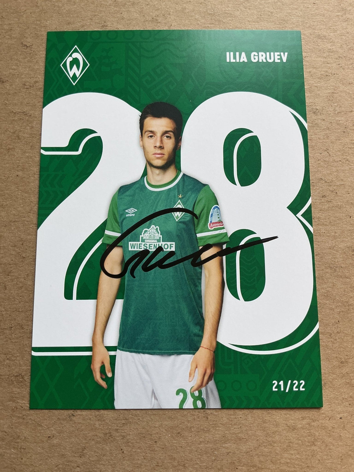 Ilia Gruev, Bulgaria 🇧🇬 SV Werder Bremen 2021/22 hand signed - Autographs-World