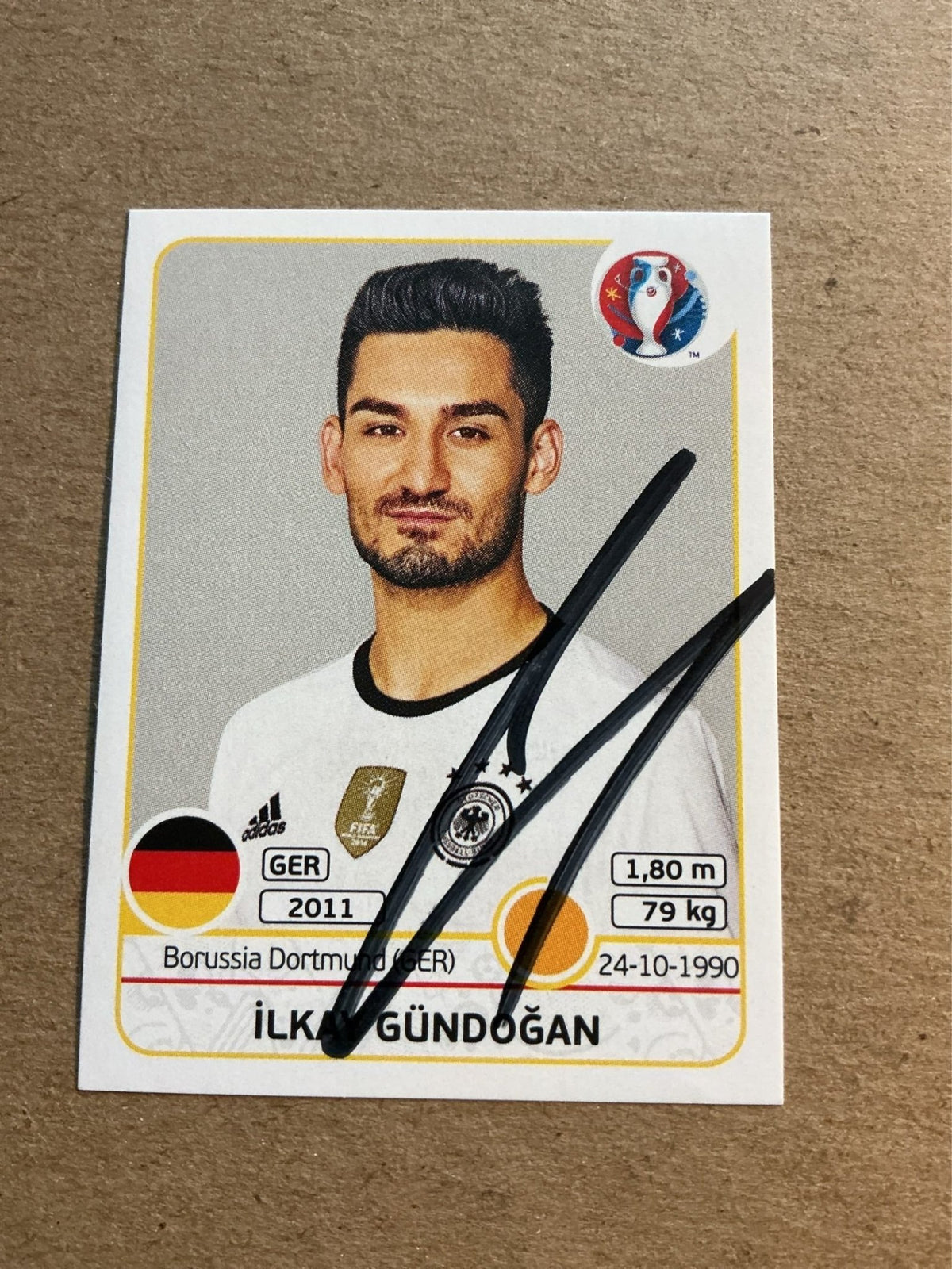 Ílkan Gündoğan, Germany 🇩🇪 UEFA Euro 2016 Panini hand signed - Autographs-World