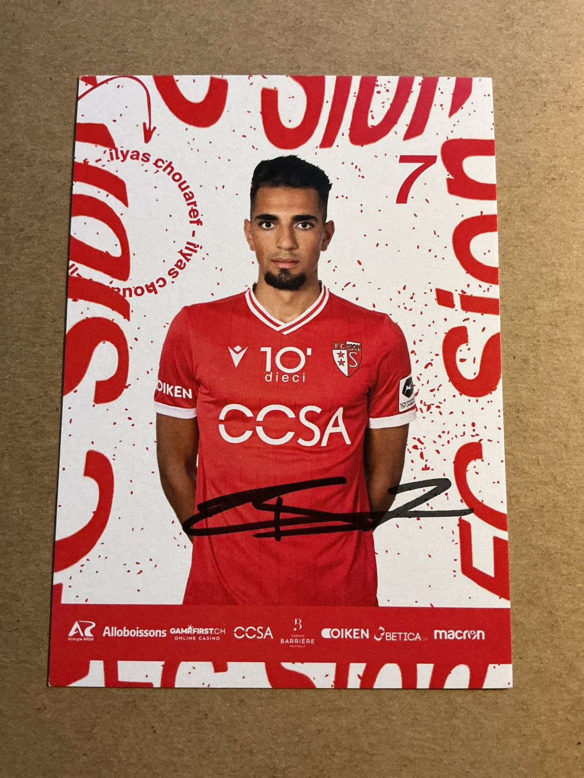Ilyas Chouaref, France 🇫🇷 FC Sion 2023/24 hand signed - Autographs-World