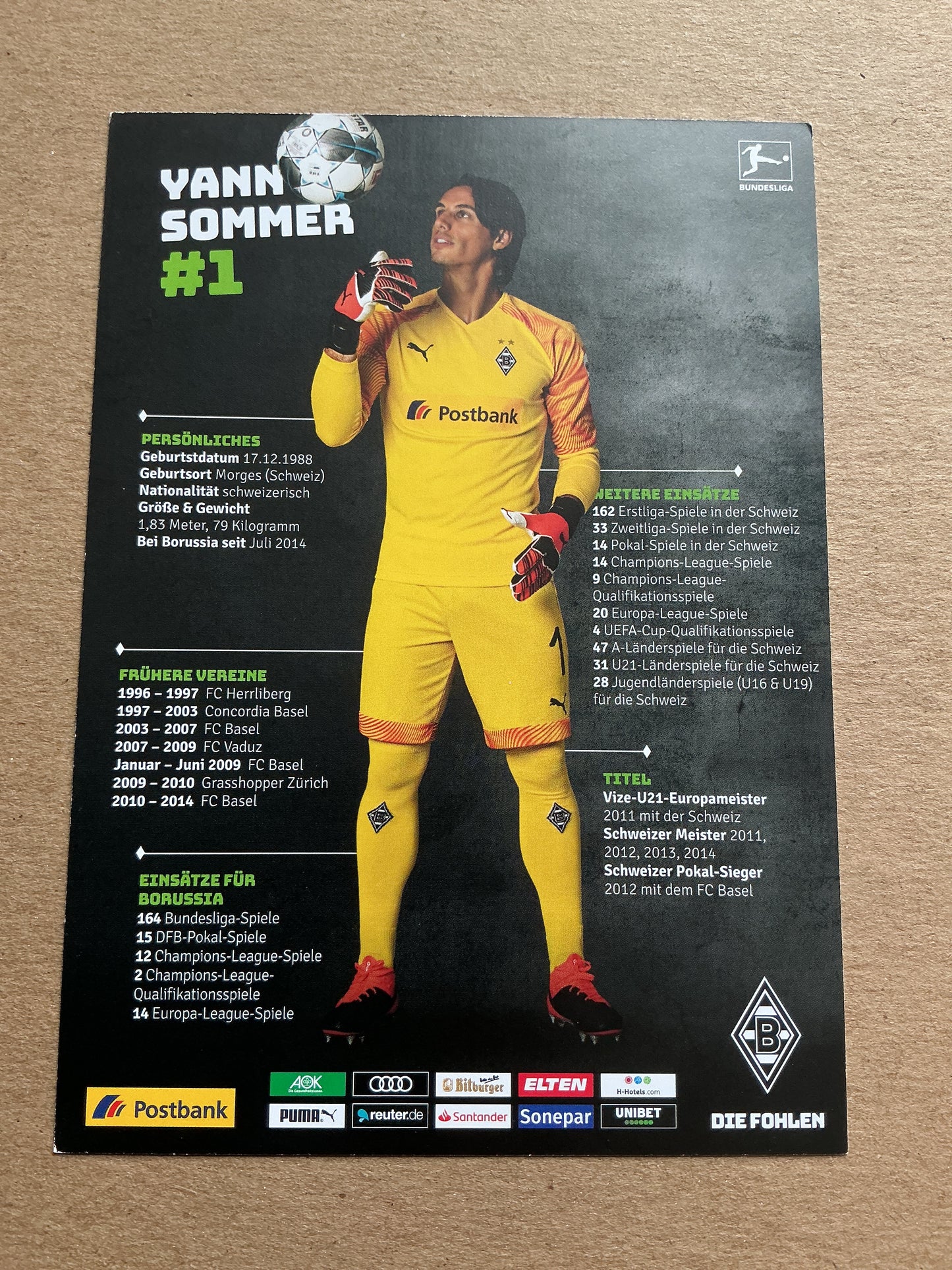 Yann Sommer, Switzerland 🇨🇭 Borussia Mönchengladbach 2019/20 hand signed