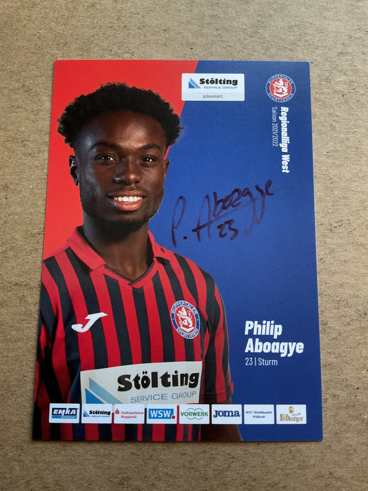 Philip Aboagye, Ghana 🇬🇭 Wuppertaler SV 2021/22 hand signed