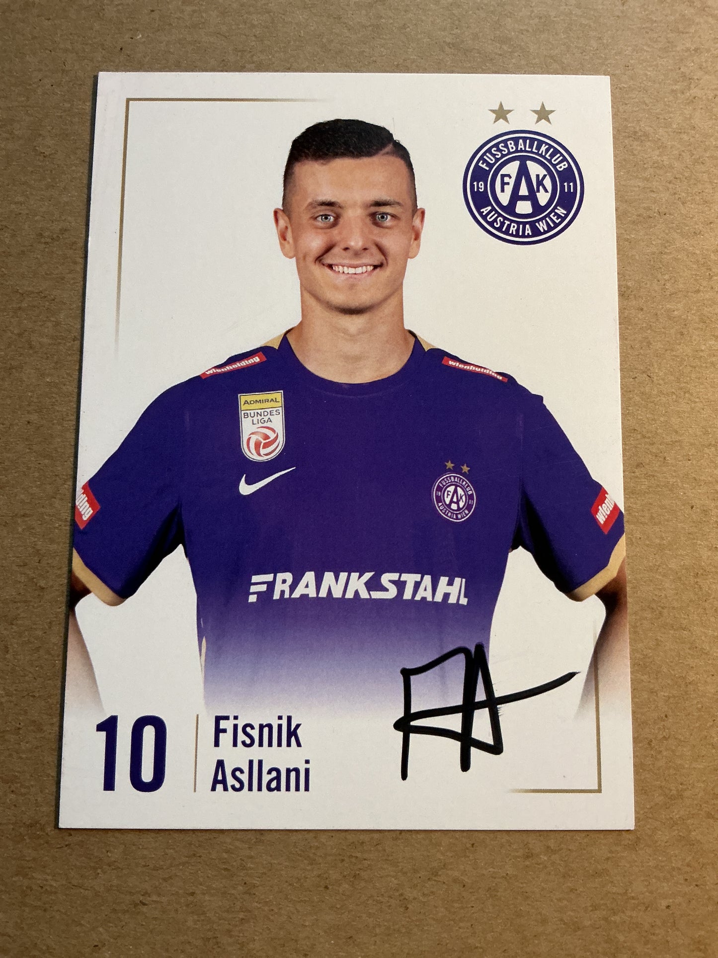 Fisnik Asllani, Kosovo 🇽🇰 FK Austria Wien 2023/24 hand signed