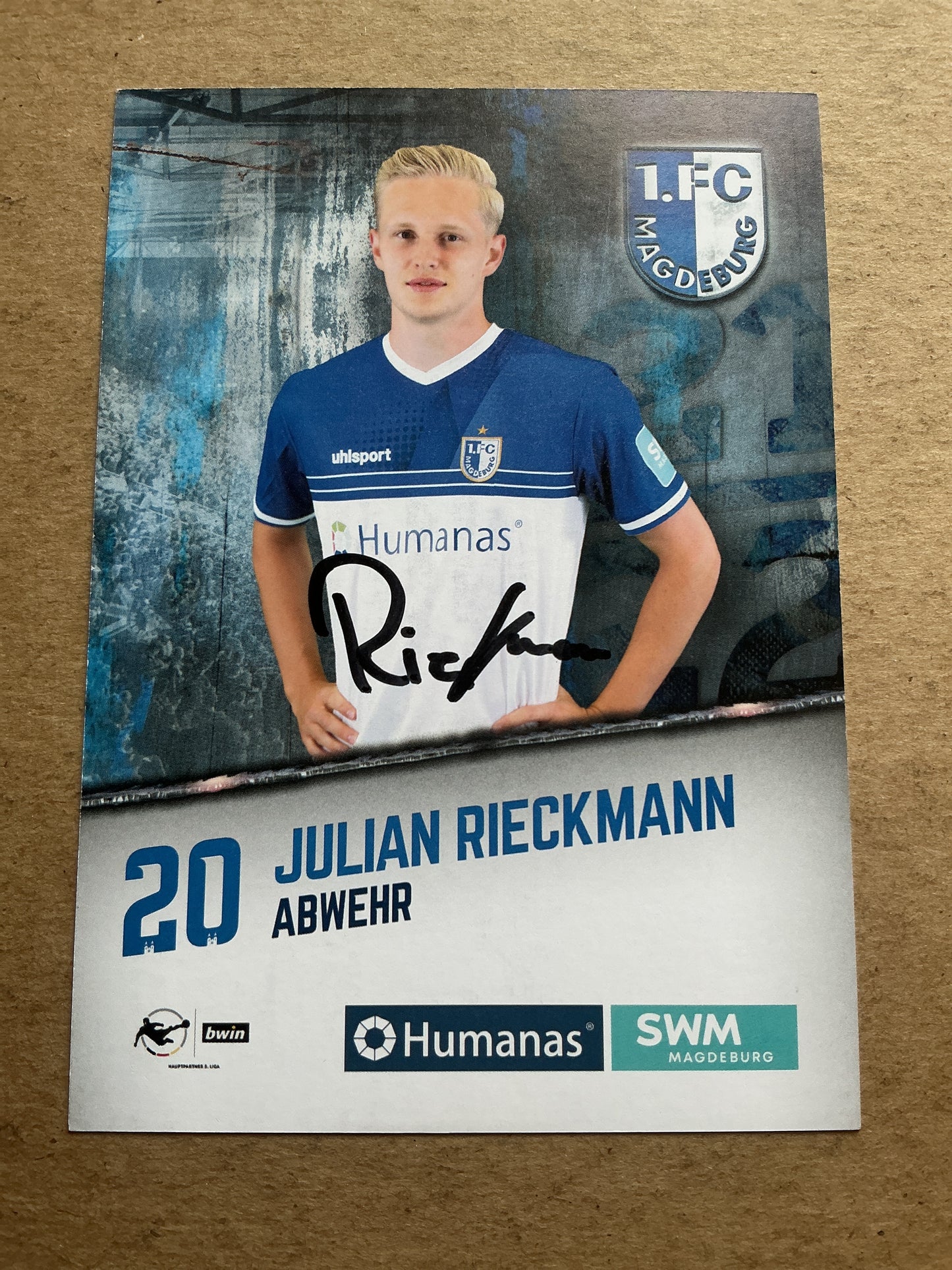 Julian Rieckmann, Germany 🇩🇪 1.FC Magdeburg 2021/22 hand signed