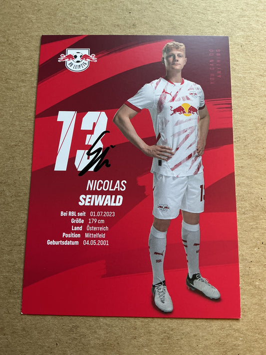Nicolas Seiwald, Austria 🇦🇹 RB Leipzig 2024/25 hand signed