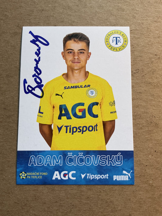 Adam Čičovský, Czech Republic 🇨🇿 FK Teplice 2022/23 hand signed