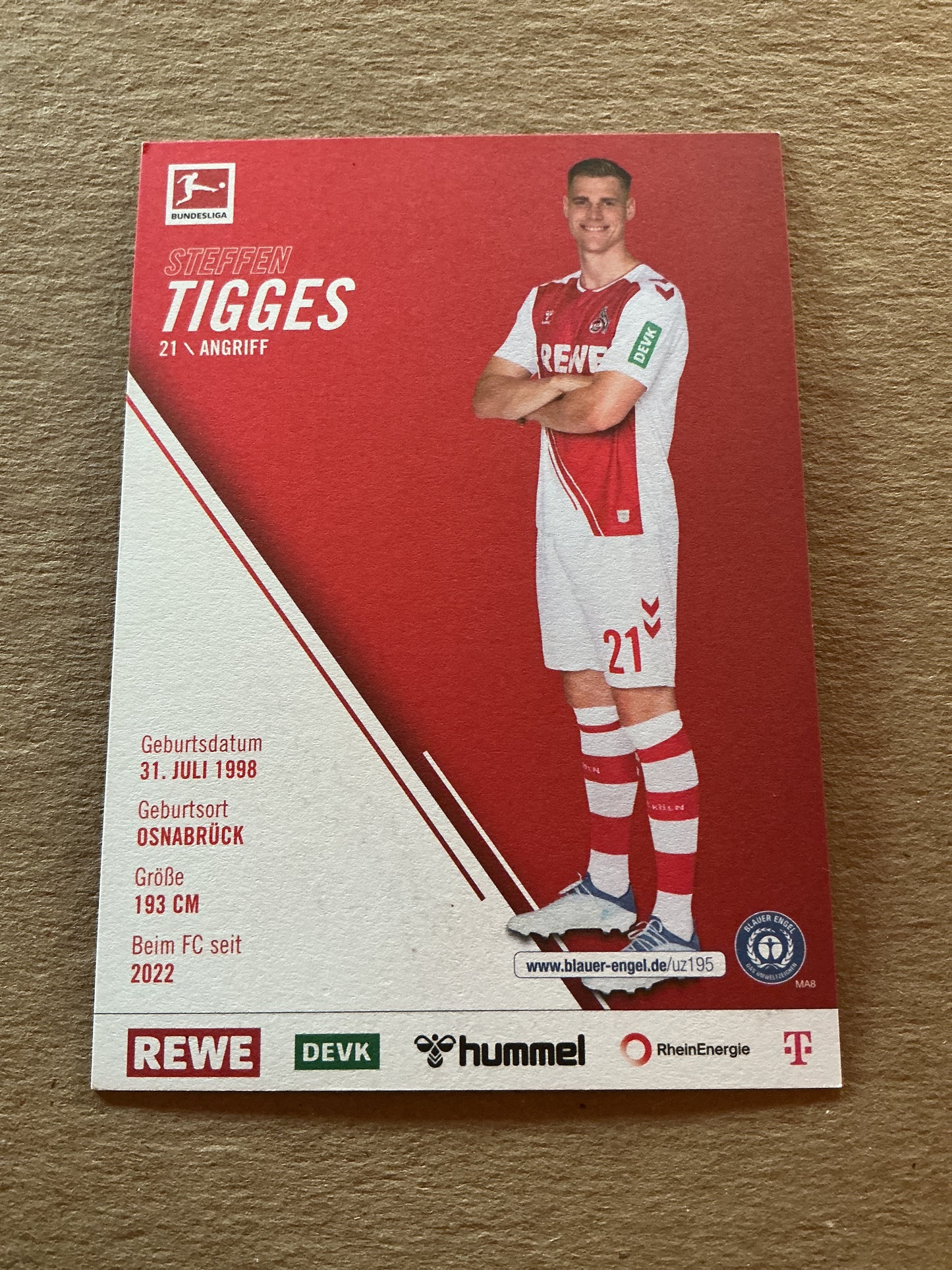 Steffen Tigges, Germany 🇩🇪 1.FC Köln 2022/23 hand signed