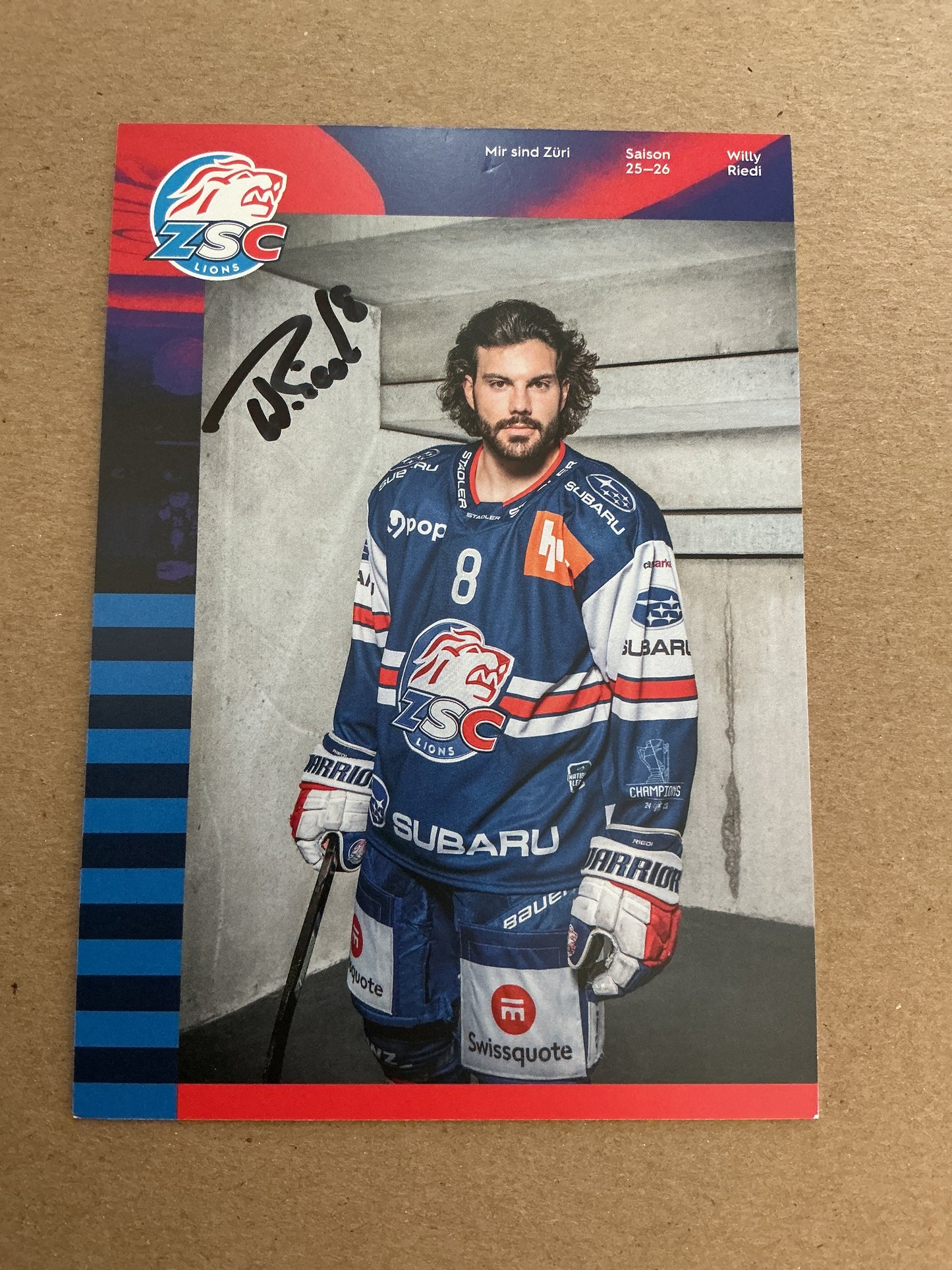 Willy Riedl, Switzerland 🇨🇭 ZSC Lions 2025/26 hand signed