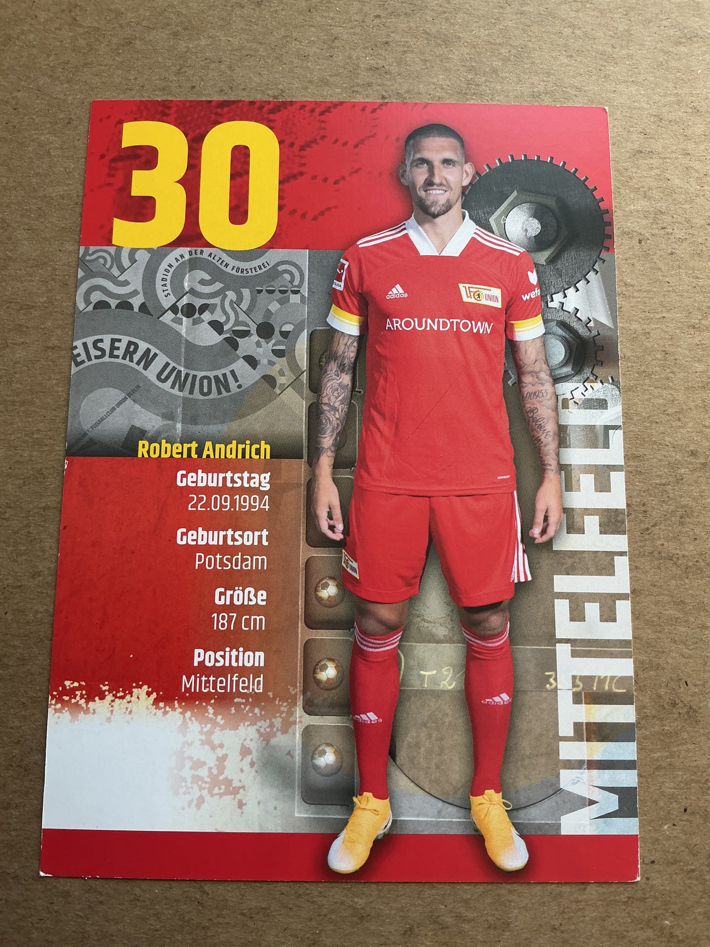 Robert Andrich, Germany 🇩🇪 1.FC Union Berlin 2020/21 hand signed