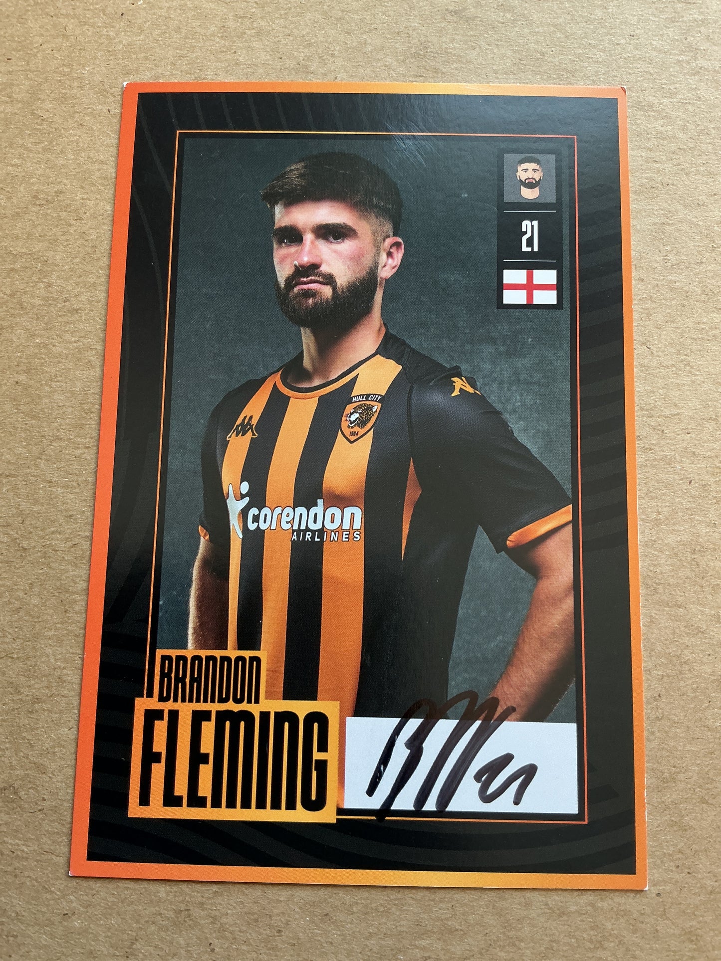 Brandon Fleming, England 🏴󠁧󠁢󠁥󠁮󠁧󠁿 Hull City AFC 2023/24 hand signed