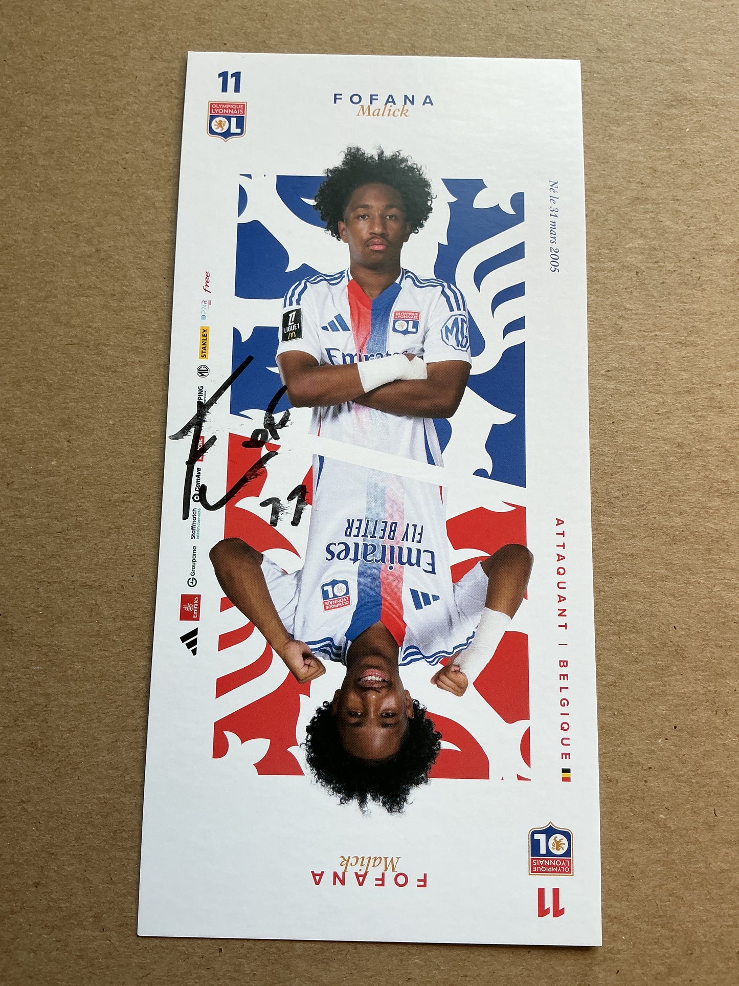 Malick Fofana, Belgium 🇧🇪 Olympique Lyon 2024/25 hand signed