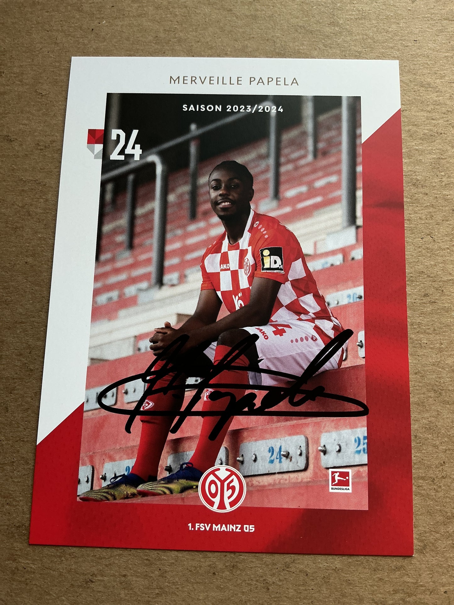 Merveille Papela, Germany 🇩🇪 FSV Mainz 05 2023/24 hand signed