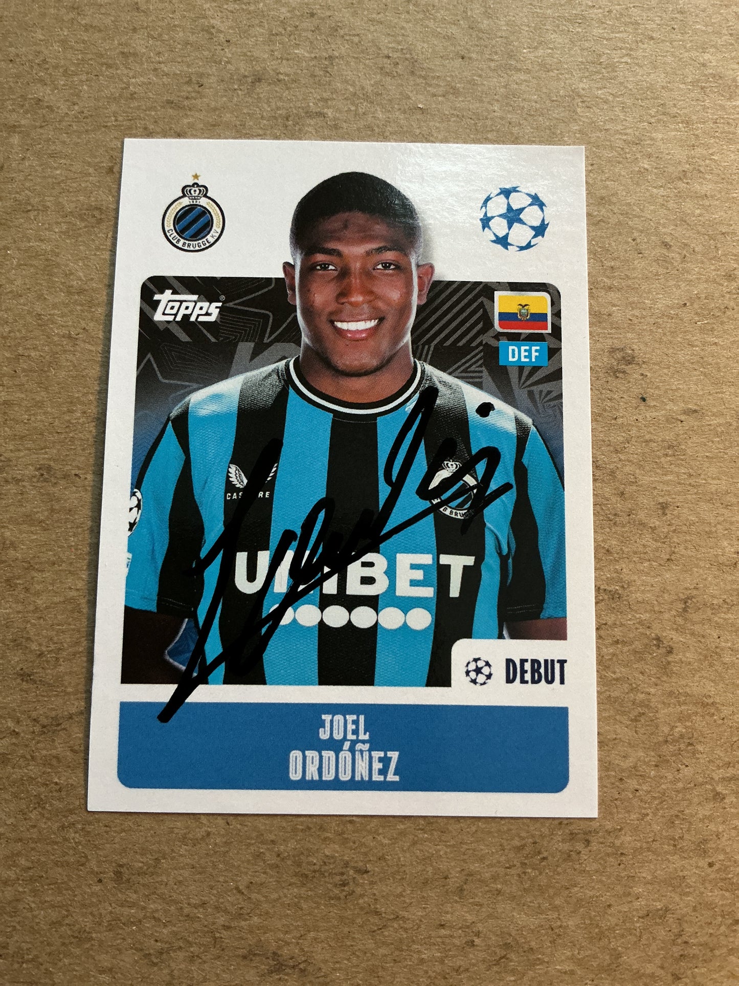 Joel Ordóñez, Ecuador 🇪🇨 Club Brugge 2024/25 Topps hand signed