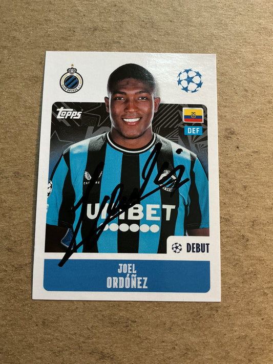 Joel Ordóñez, Ecuador 🇪🇨 Club Brugge 2024/25 Topps hand signed