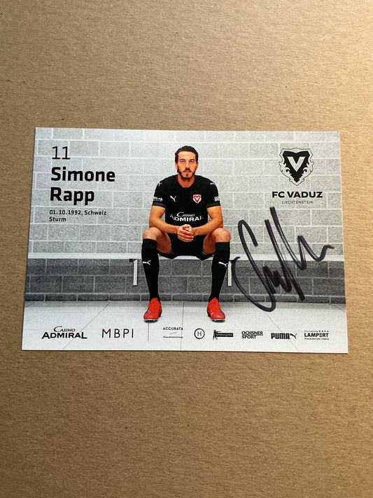 Simone Rapp, Switzerland 🇨🇭 FC Vaduz 2021/22 hand signed