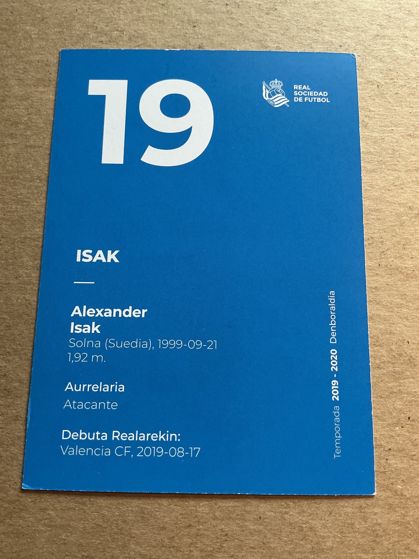 Alexander Isak, Sweden 🇸🇪 Real Sociedad 2019/20 hand signed