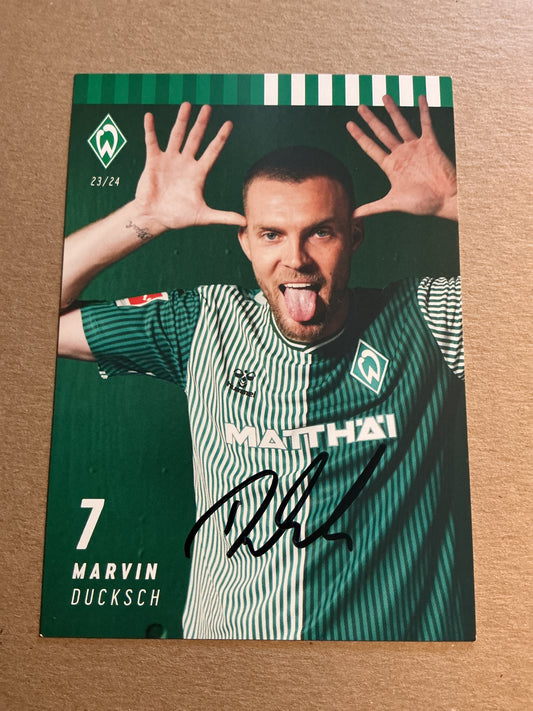 Marvin Duksch, Germany 🇩🇪 SV Werder Bremen 2023/24 hand signed