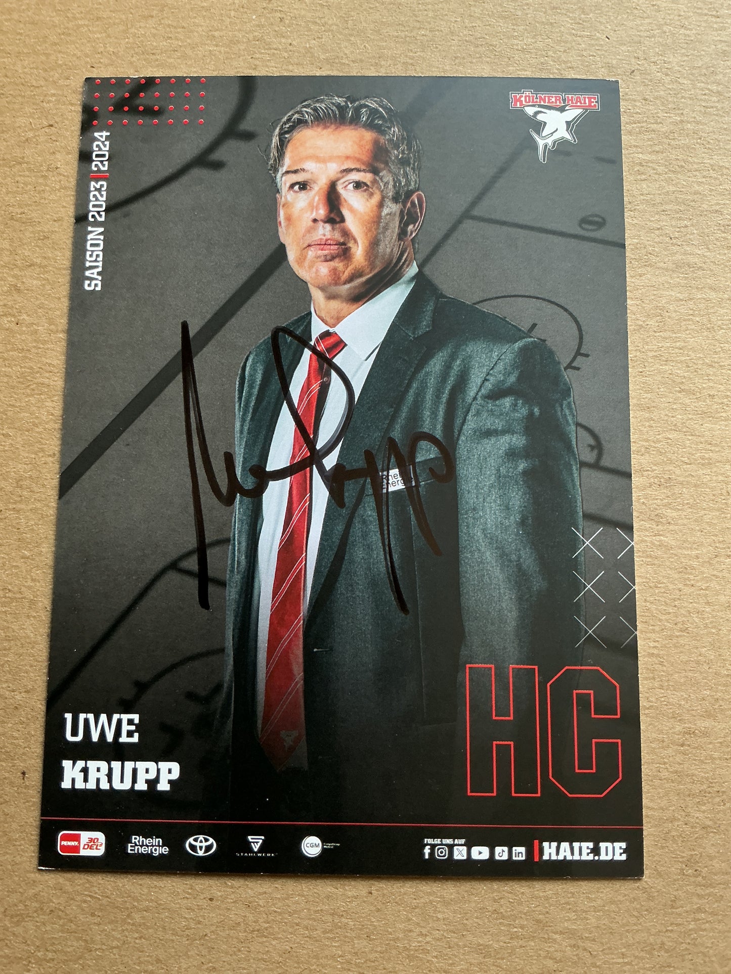 Uwe Krupp, Germany 🇩🇪 Kölner Haie 2023/24 hand signed