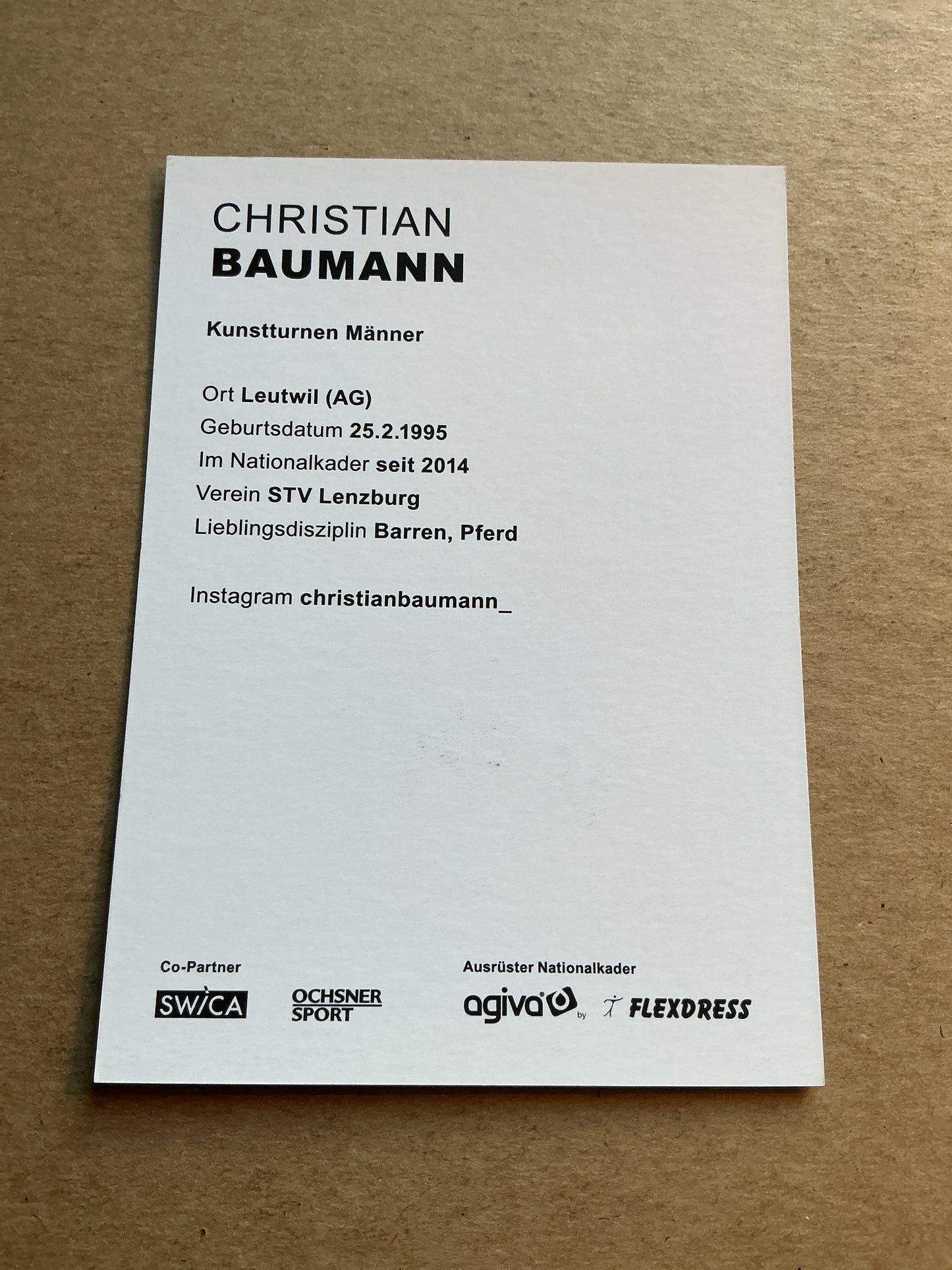 Christian Baumann, Switzerland 🇨🇭 Gymnastics Sports 2024 hand signed