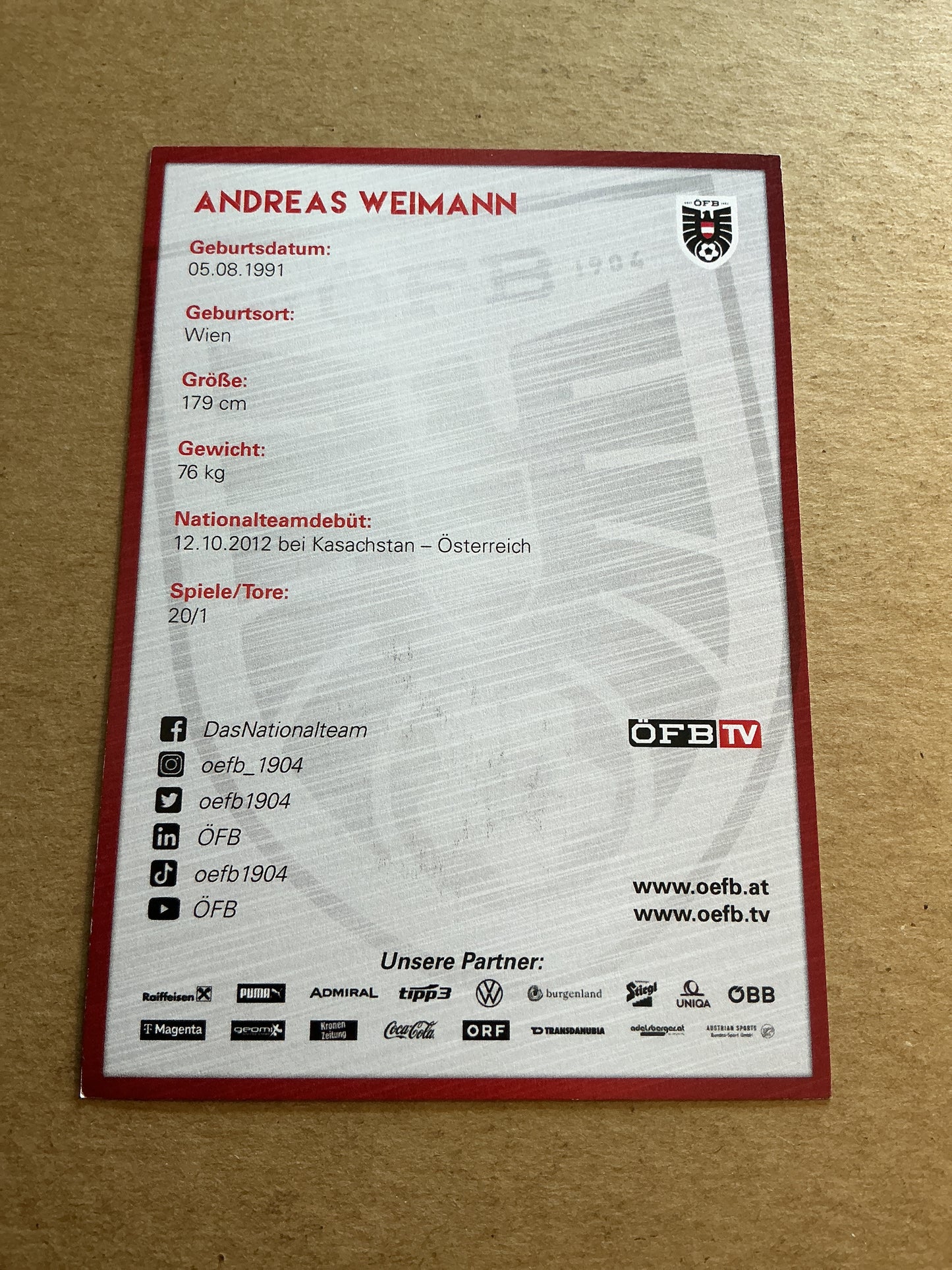 Andreas Weimann, Austria 🇦🇹 2023 hand signed