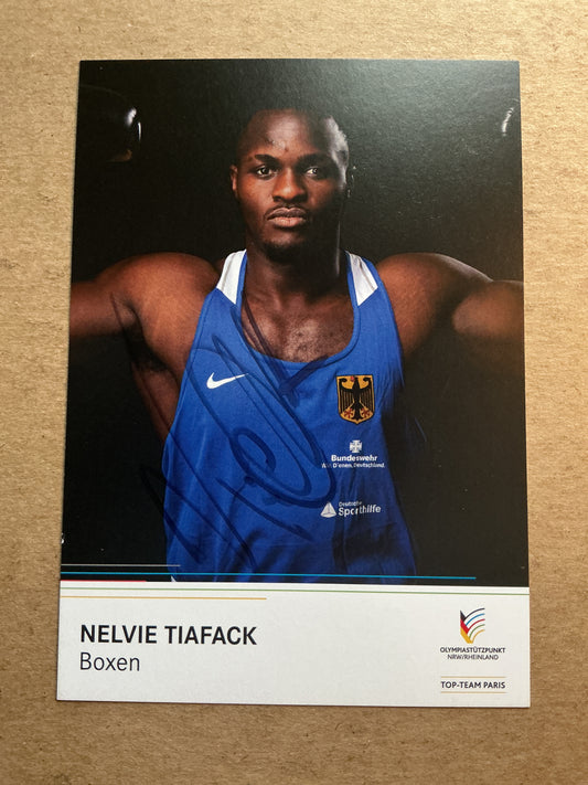 Nelvie Tiafack, Germany 🇩🇪 Boxing Summer Olympics 2024 hand signed