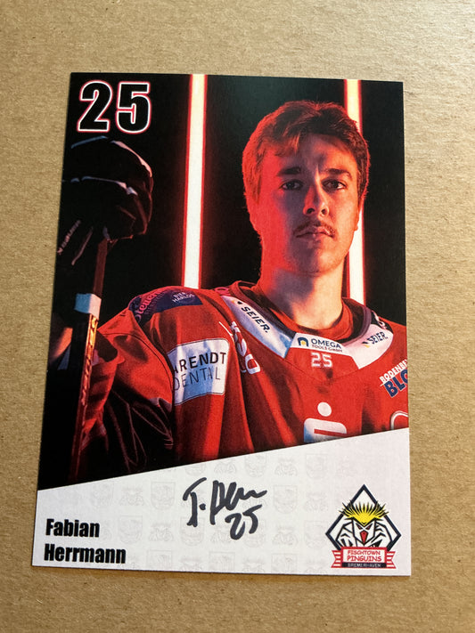 Fabian Herrmann, Germany 🇩🇪 Fishtown Pinguins 2024/25 hand signed