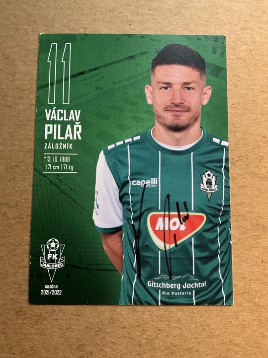 Václav Pilař, Czech Republic 🇨🇿 FK Jablonec 2021/22 hand signed