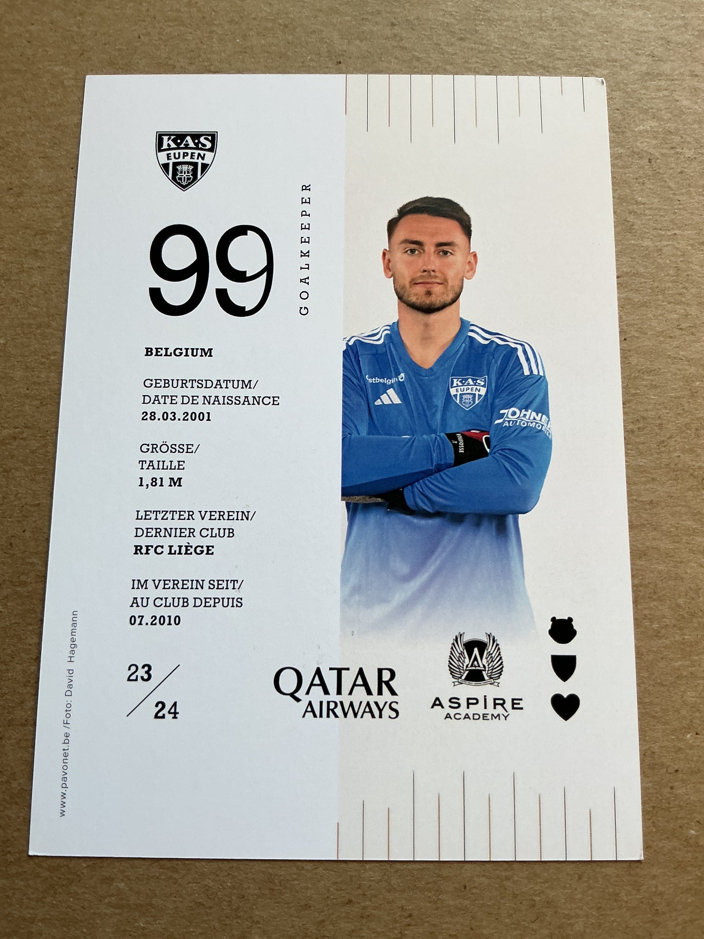 Tom Roufosse, Belgium 🇧🇪 KAS Eupen 2023/24 hand signed