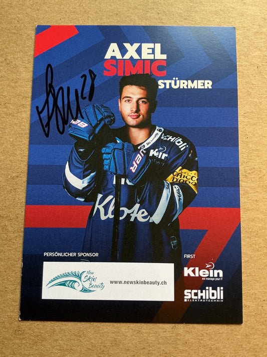 Axel Simic, Switzerland 🇨🇭 EHC Kloten 2024/25 hand signed