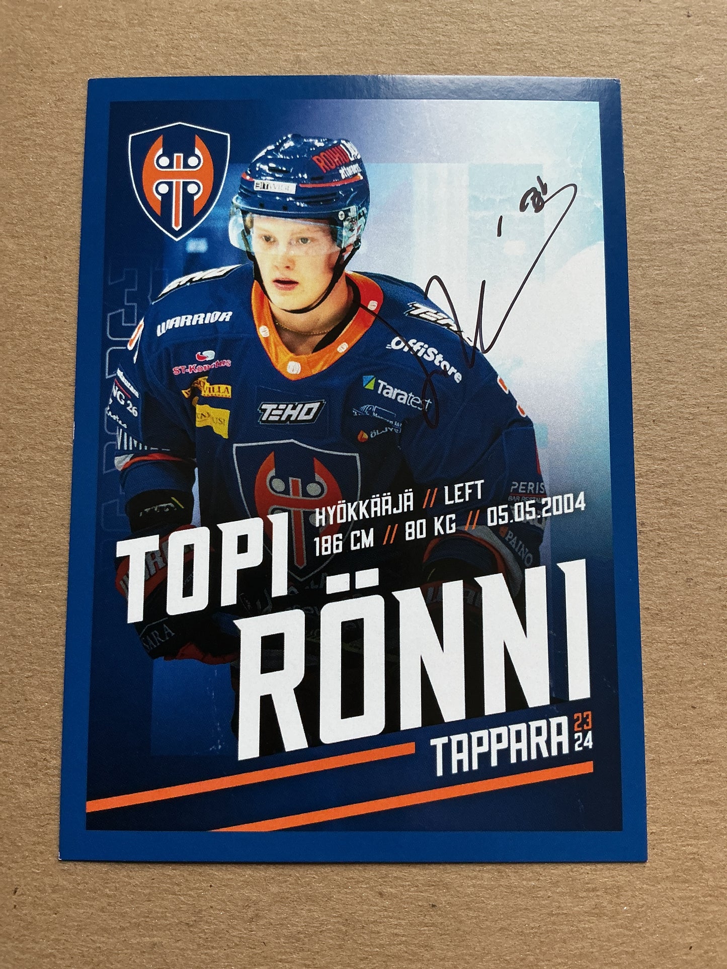 Topi Rönni, Finland 🇫🇮 Tappara Tampere 2023/24 hand signed