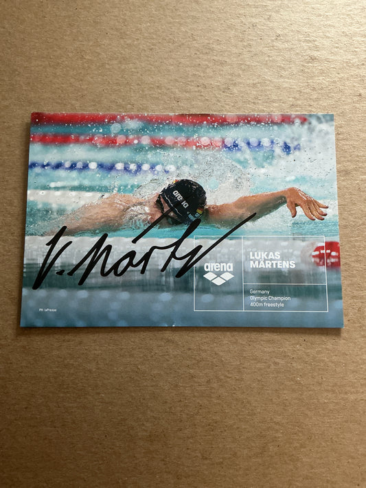 Lukas Märtens, Germany 🇩🇪 Swimming Summer Olympics 2024 hand signed