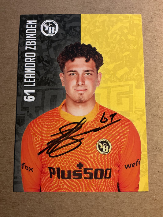 Leandro Zbinden, Switzerland 🇨🇭 BSC Young Boys 2021/22 hand signed