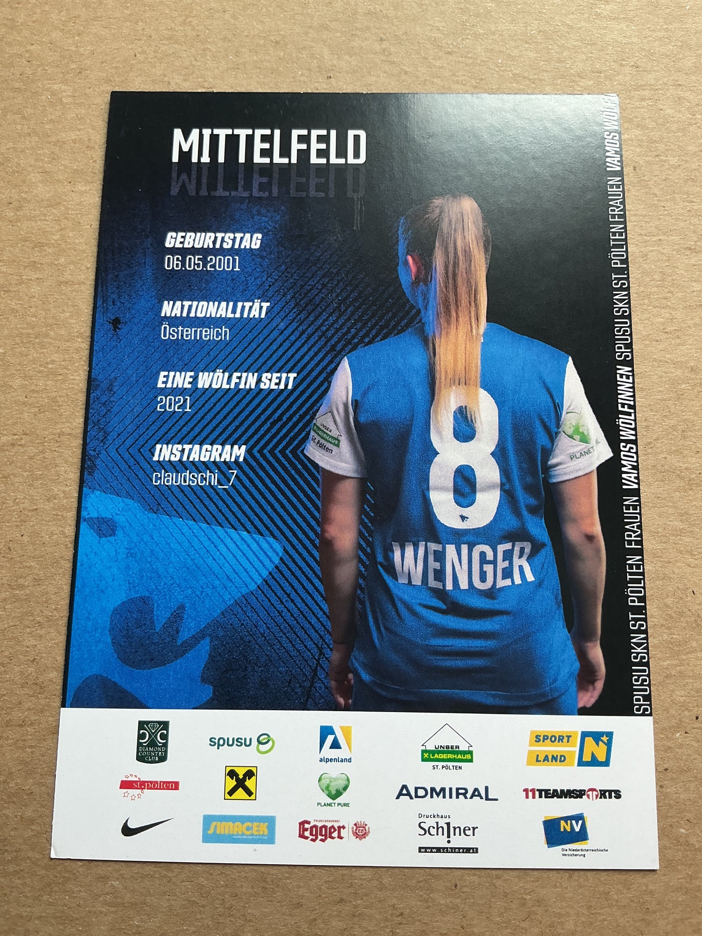 Claudia Wenger, Austria 🇦🇹 SKN St.Pölten 2022/23 hand signed