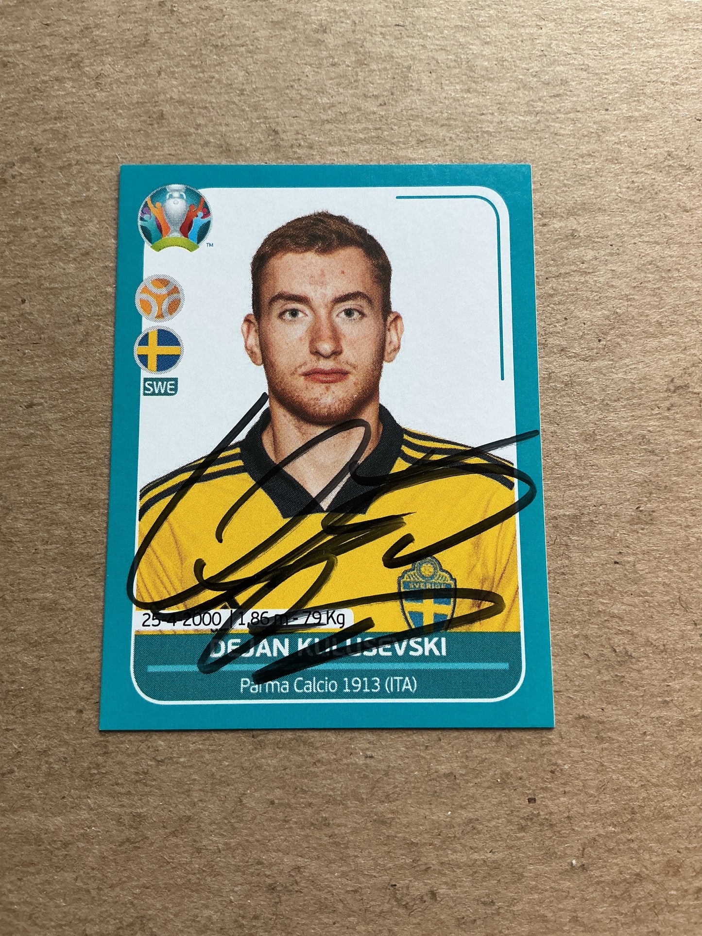 Dejan Kulusevski, Sweden 🇸🇪 UEFA Euro 2020 Panini hand signed